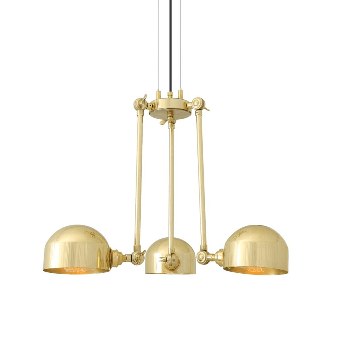 Mullan Neiva Vintage Adjustable Chandelier Three-Arm - Polished Brass Finish
