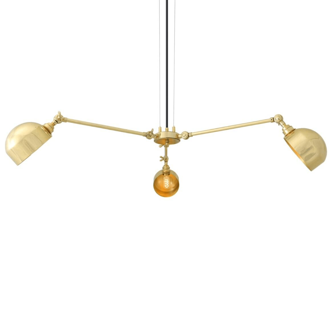 Mullan Neiva Vintage Adjustable Chandelier Three-Arm - Polished Brass Finish