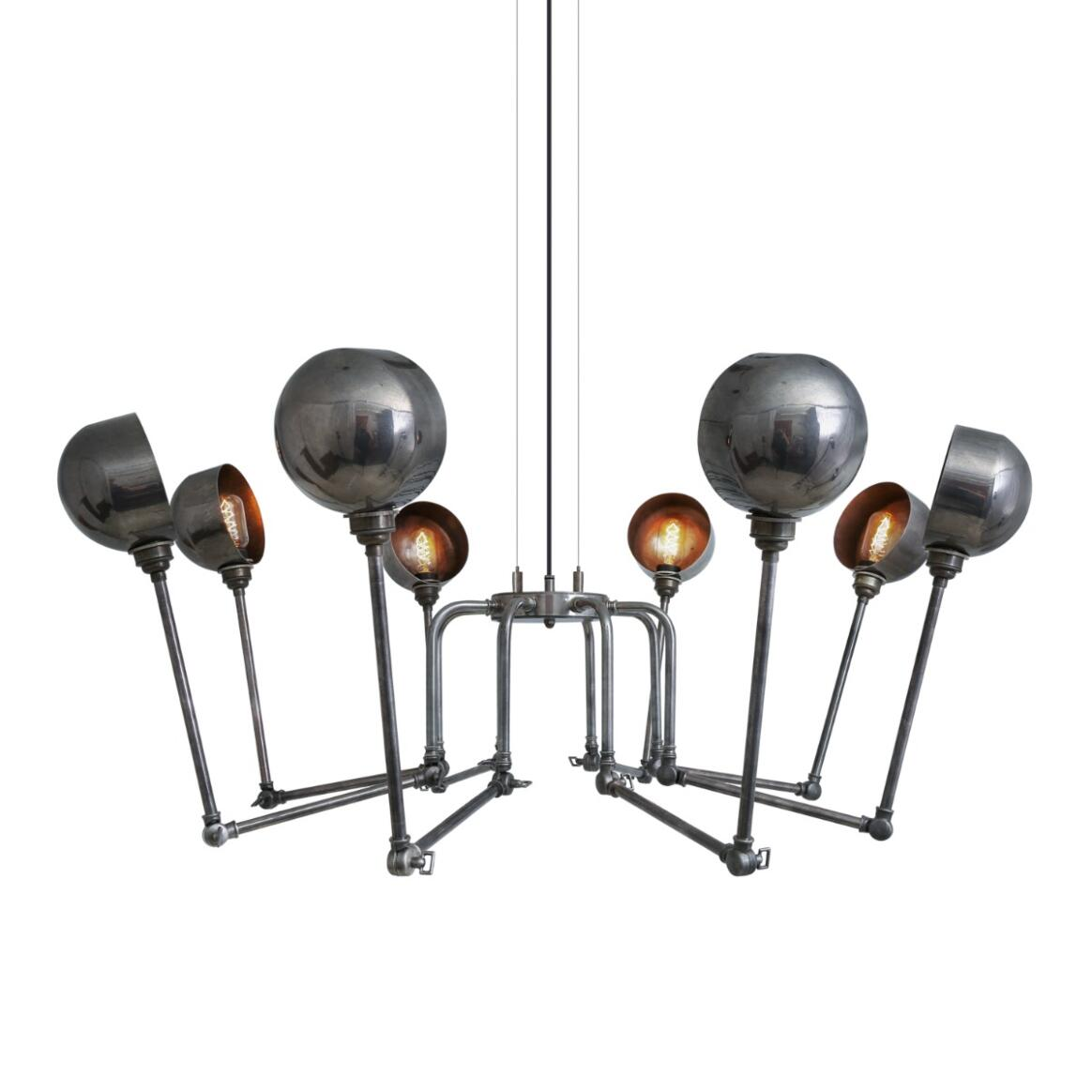 Mullan San Jose Eight-Arm Brass Chandelier - Antique Silver Finish