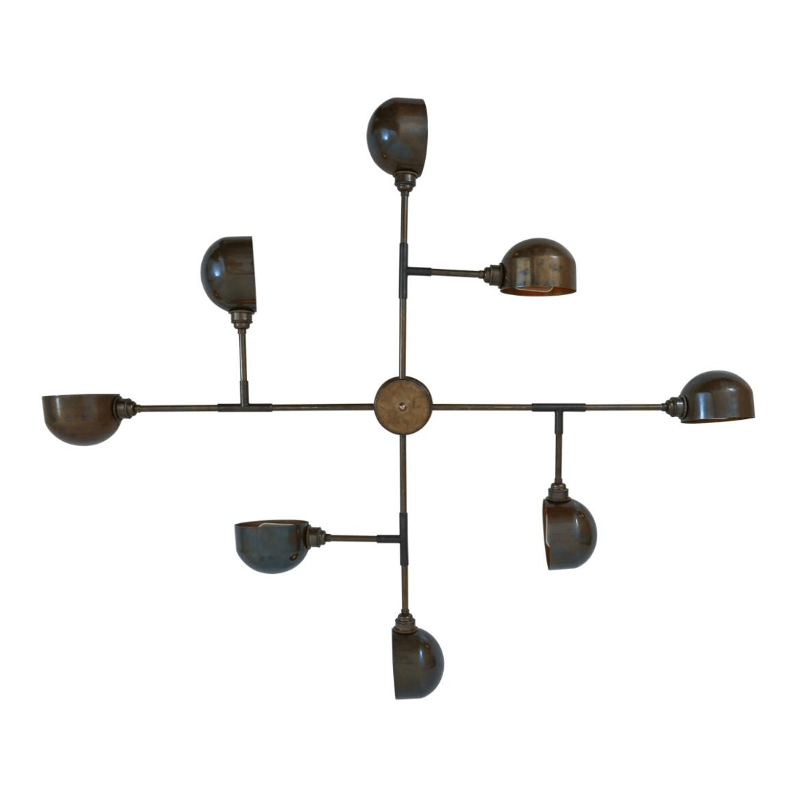 Mullan Santa Anita Industrial Flush Chandelier Eight-Arm - Antique Brass Finish