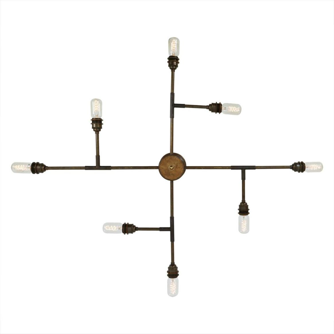 Mullan San Felipe Vintage Flush Chandelier Eight-Arm - Antique Brass Finish