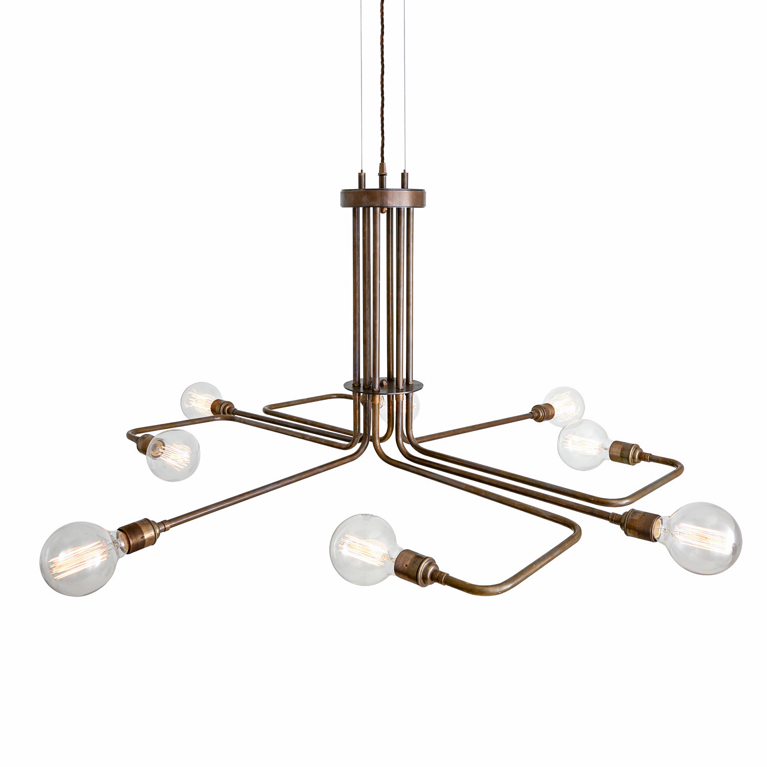 Mullan Amman Mid-Century Chandelier Eight-Arm - Antique Brass Finish