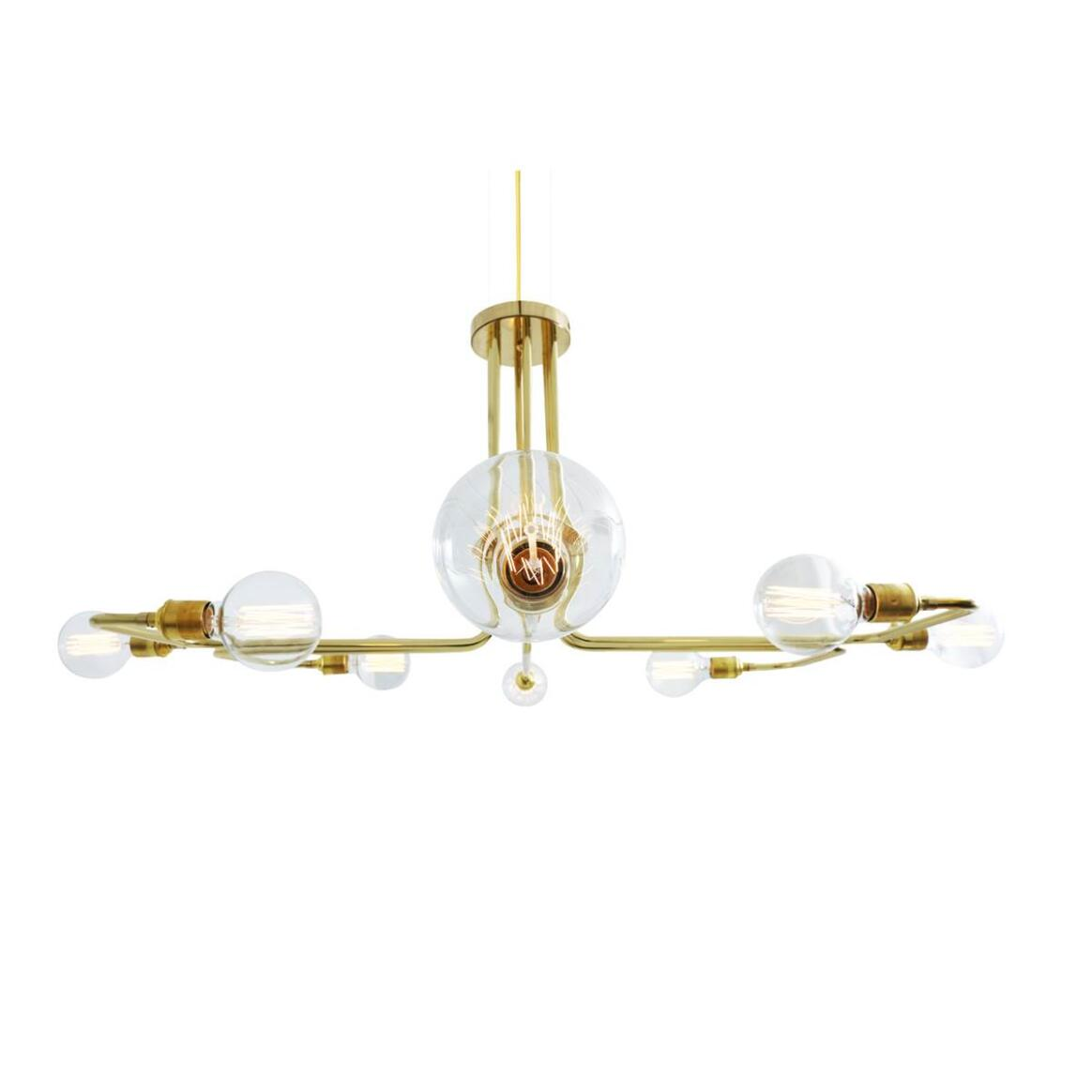 Mullan Amman Mid-Century Chandelier Eight-Arm - Polished Brass Finish