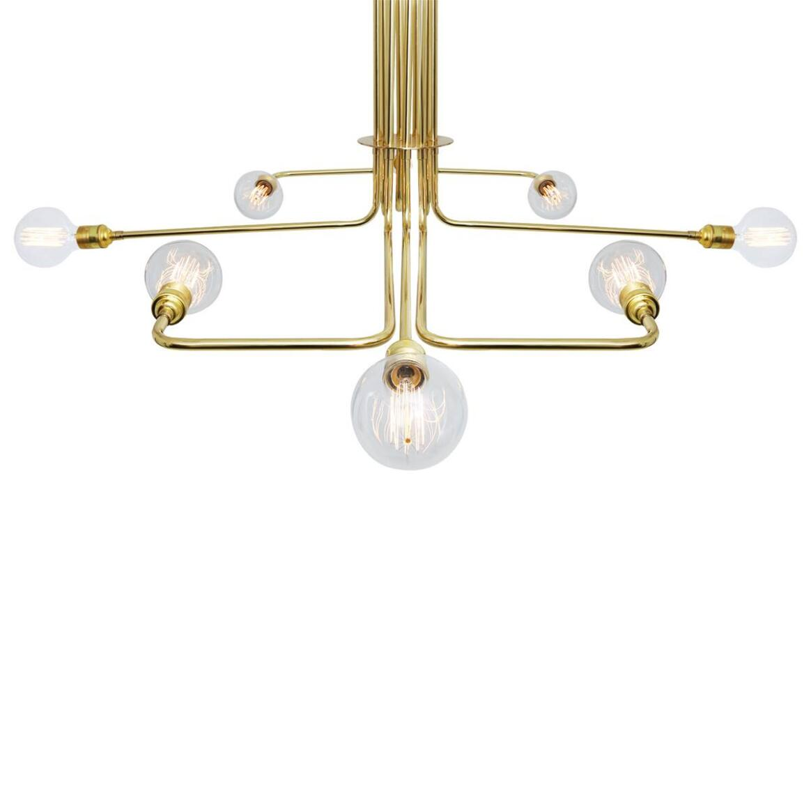 Mullan Amman Mid-Century Chandelier Eight-Arm - Polished Brass Finish