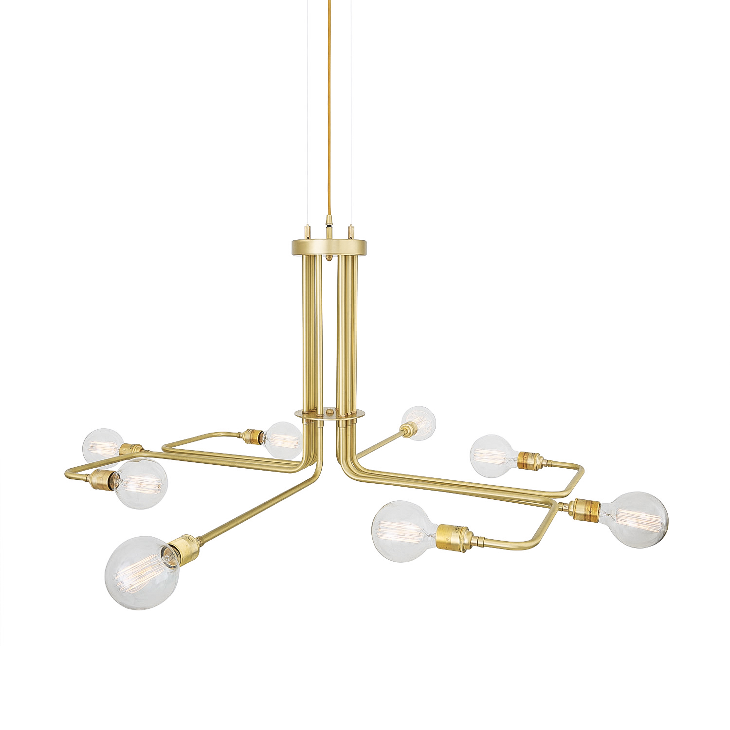 Mullan Amman Mid-Century Chandelier Eight-Arm - Satin Brass Finish