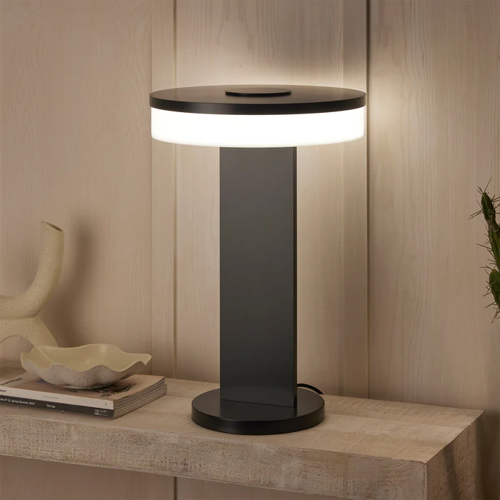 Northern Light - Capri Table Lamp - Black Grey Finish - Opal Acrylic Shade