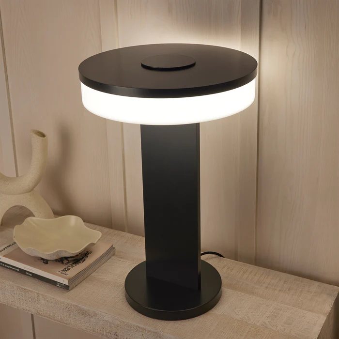 Northern Light - Capri Table Lamp - Black Grey Finish - Opal Acrylic Shade