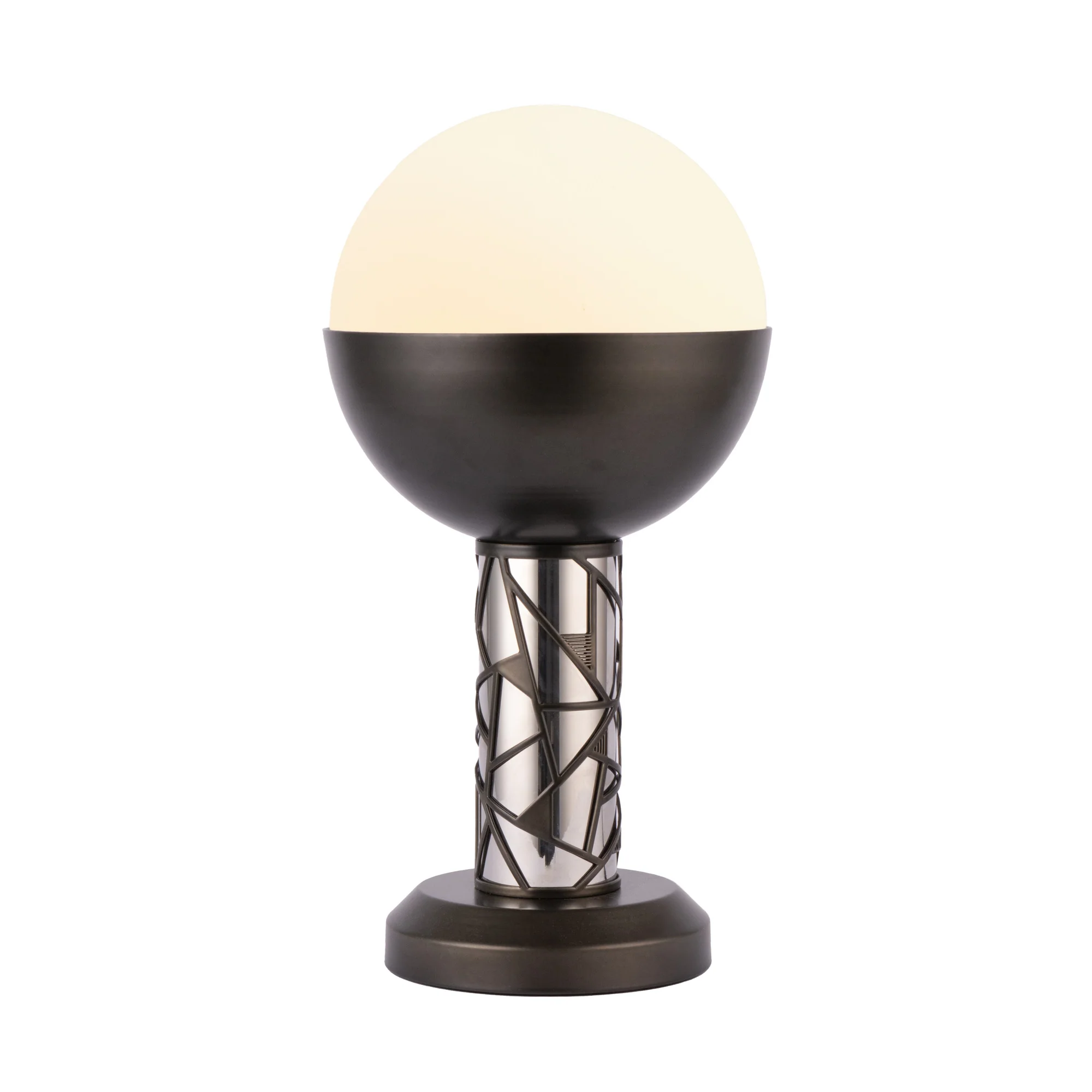 Northern Light - Kyoto Table Lamp - Pewter Finish - Matt Opal Glass Globe 200mm Shade