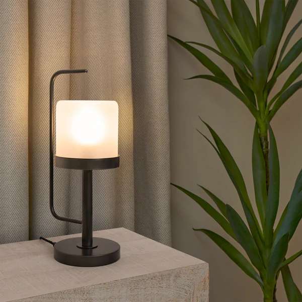 Northern Light - Salto Table Lamp - Pewter Finish - Frosted Glass Shade