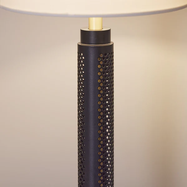 Northern Light - Walton Table Lamp Ivory Shade - Matt Black Finish - 10" Drum Ivory Shade