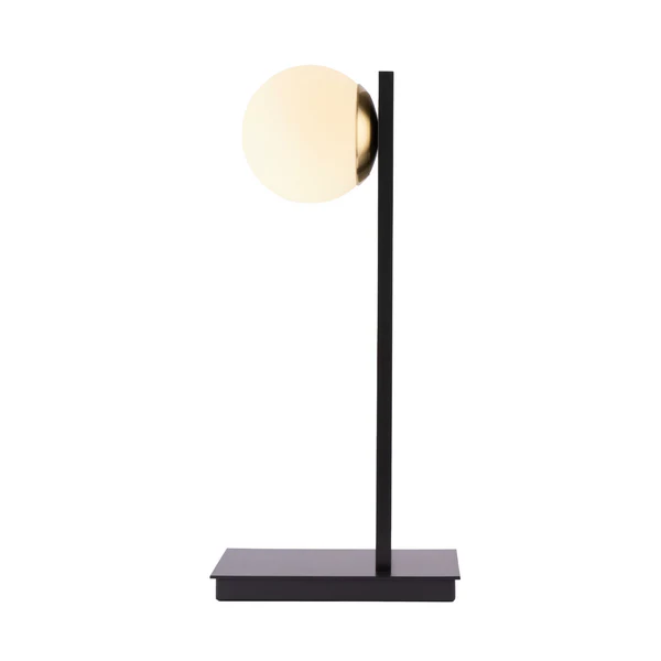 Northern Light - Jura Opal Globe Table Lamp - Black-Grey Polished Brass Finish - Matt Opal Glass Globe Ø150mm Shade
