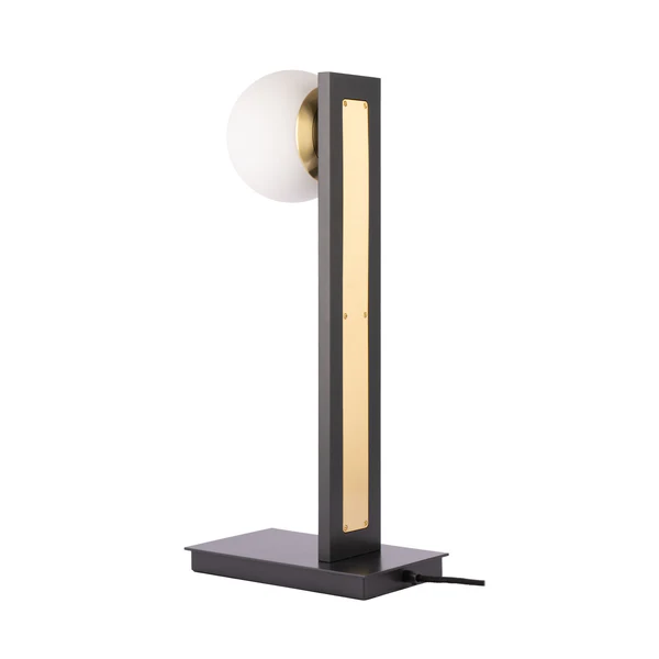 Northern Light - Jura Opal Globe Table Lamp - Black-Grey Polished Brass Finish - Matt Opal Glass Globe Ø150mm Shade