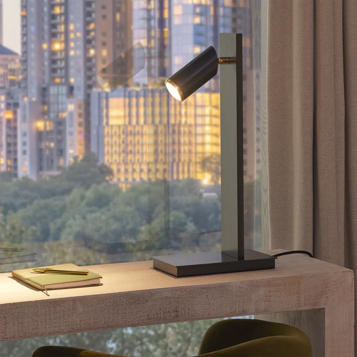 Northern Light - Jura Tubular Table Lamp - Black-Grey Polished Brass Finish
