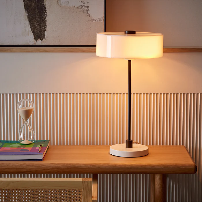 Northern Light - Verona Table Lamp - Dark Antique White Finish - 300mm Opal Acrylic Shade