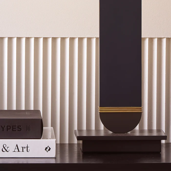 Northern Light - Porto Table Lamp - Black Grey Polished Brass - Matt Opal Glass Globe Ø150mm Shade