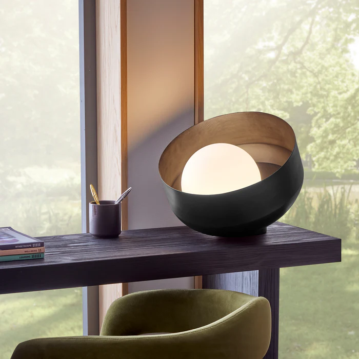Northern Light - Bourbon Opal Table Lamp - Matt Black Finish - Matt Opal Glass Globe Ø200 mm Shade