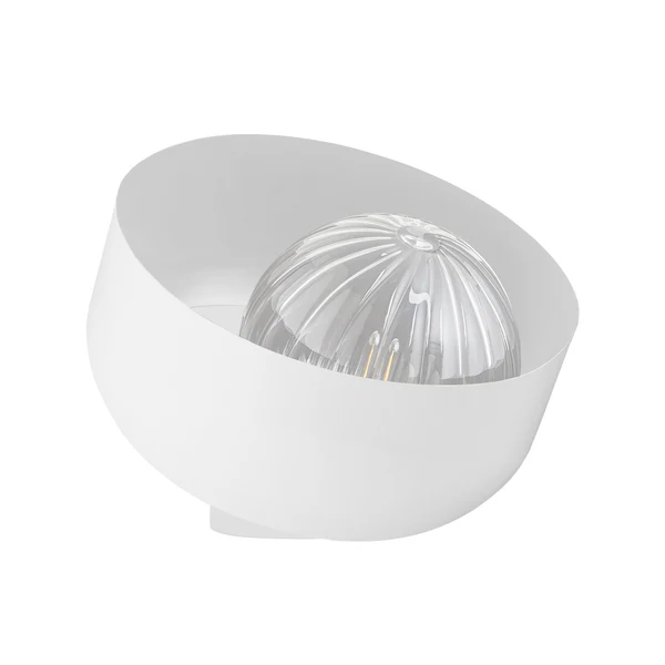 Northern Light - Bourbon Reeded Table Lamp - White Finish - Reeded Glass Globe Dia. 200 mm Shade