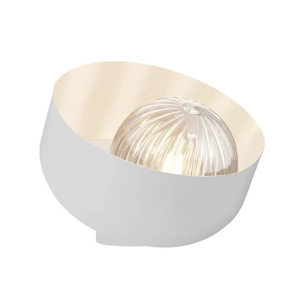 Northern Light - Bourbon Reeded Table Lamp - White Finish - Reeded Glass Globe Dia. 200 mm Shade