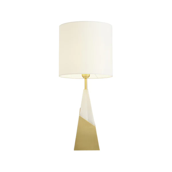 Northern Light - Cleo Table Lamp - Brushed Brass Finish - 10" Drum Snowdrift Shade