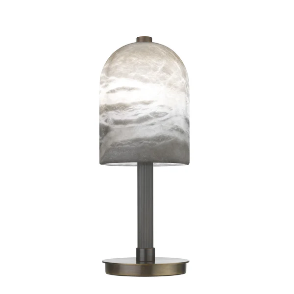 Northern Light - Tibor Table Lamp - Old English Brass Light Oiled Bronze Finish - White Alabaster Shade