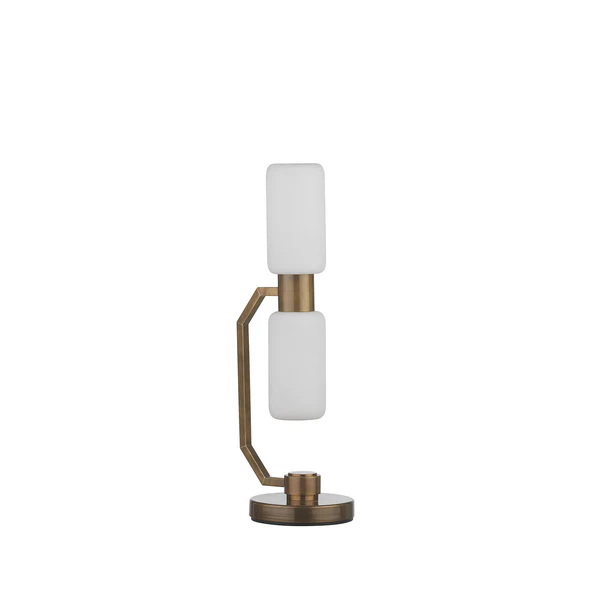 Northern Light - Bartok Table Lamp - Old English Brass Light Finish - Matt Opal Shade
