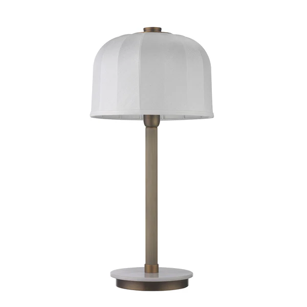 Northern Light - Heslop Table Lamp Large - Old English Brass Light White Marble Finish - 12" Cloche Snowdrift Shade