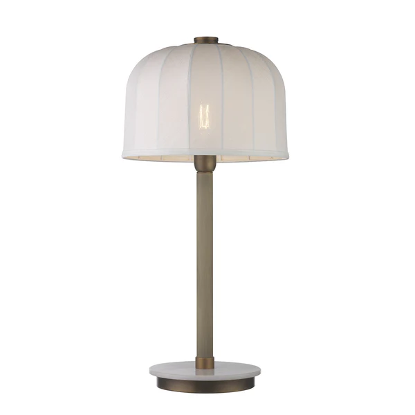 Northern Light - Heslop Table Lamp Large - Old English Brass Light White Marble Finish - 12" Cloche Snowdrift Shade