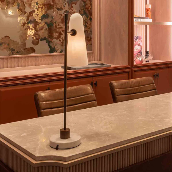 Northern Light - Brandt Table Lamp - Old English Brass Light Finish - Matt Opal Shade