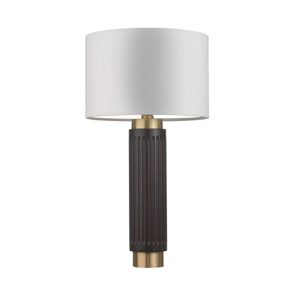 Northern Light - Camber Table Lamp Tall - Wenge Finish - 12" Short Drum Pearl Grey Shade