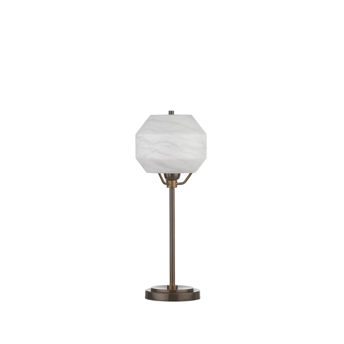 Northern Light - Caldera Table Lamp Medium - Rich Bronze Finish - White Alabaster Shade