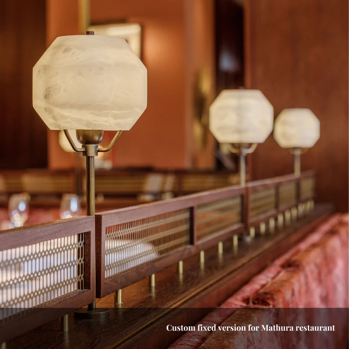 Northern Light - Caldera Table Lamp Medium - Rich Bronze Finish - White Alabaster Shade