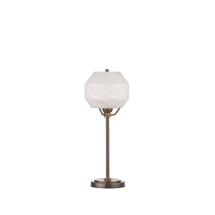 Northern Light - Caldera Table Lamp Medium - Rich Bronze Finish - White Alabaster Shade