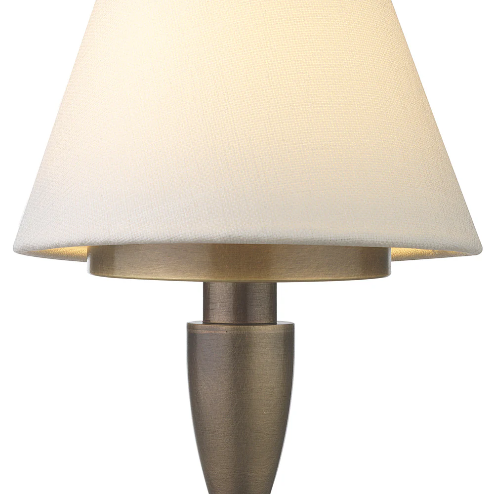 Northern Light - Hebe Rechargeable Table Lamp - Old English Brass Light Finish - 6" Rolled Edge Empire Snowdrift Shade