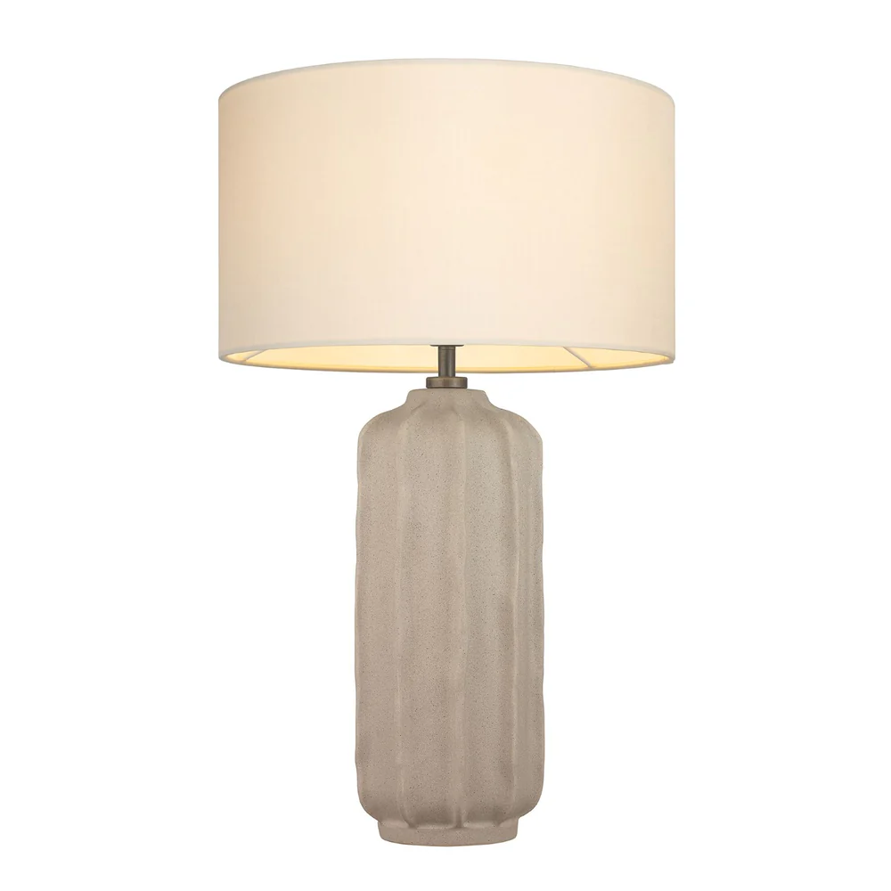 Northern Light - Chaco Table Lamp - Stipple Matt Reactive Glaze Old English Brass Light Finish - 16" Short Drum Ivory satin Shade
