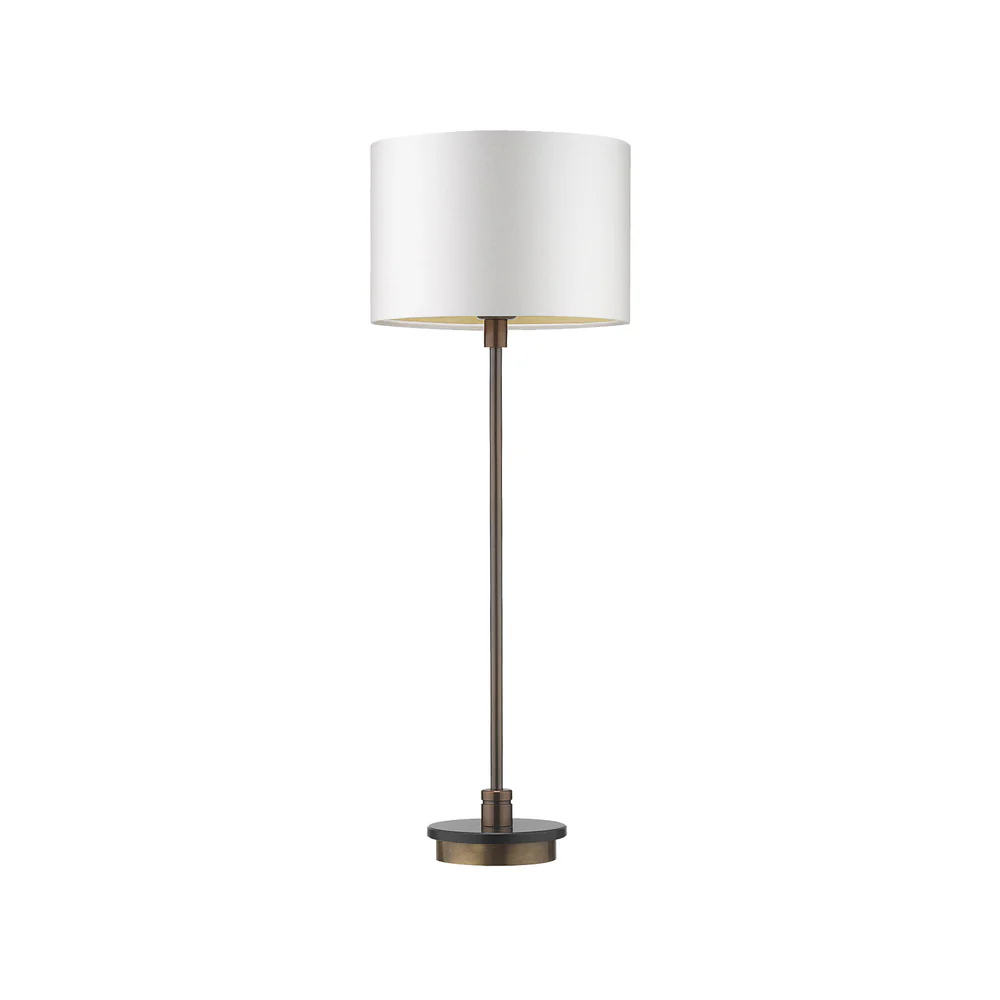 Northern Light - Cirque Table Lamp - Granite Ivory Rich Bronze Finish - 8" Short Drum Ivory Silk Gold Lining Shade