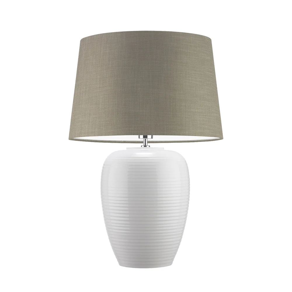 Northern Light - Ithaka Table Lamp - White Glaze Finish - 18" Compton Drum Zinc Shade
