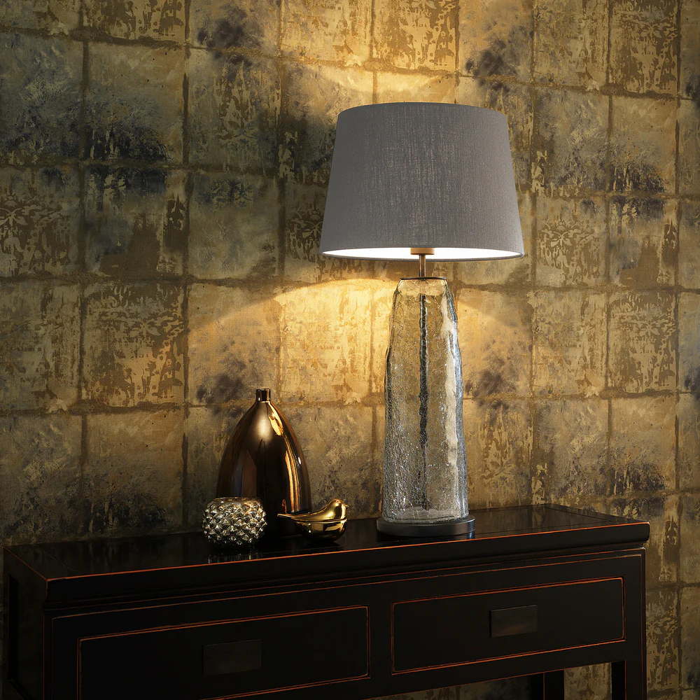 Northern Light - Sawyer Table Lamp - Smoked Glass Oiled Bronze Finish - 16" Soho Drum Smoke Shade