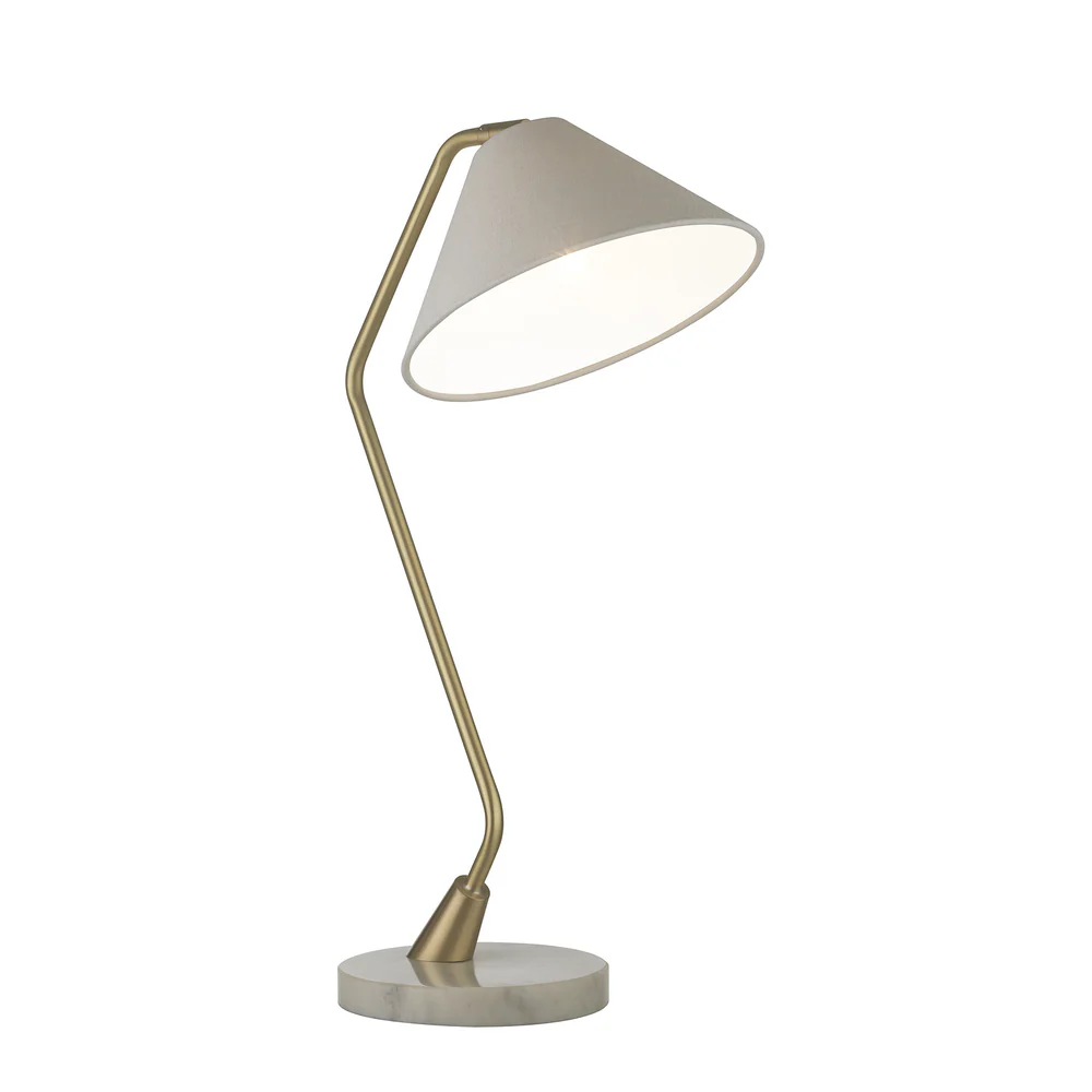 Northern Light - Attare Table Lamp - Brushed Brass Finish - 10" Coolie Pearl Grey Shade