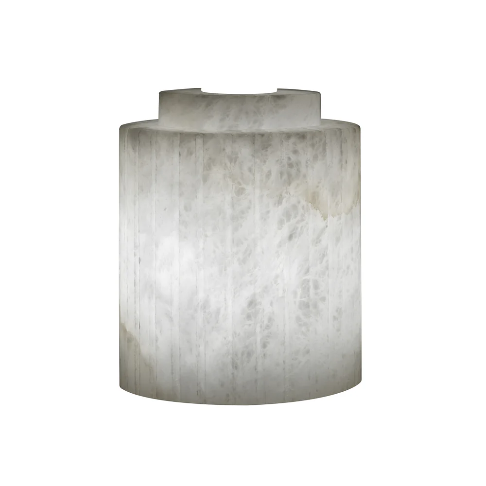Northern Light - Clermont Rechargeable Table Lamp - Old English Brass Dark Finish - White Alabaster Shade