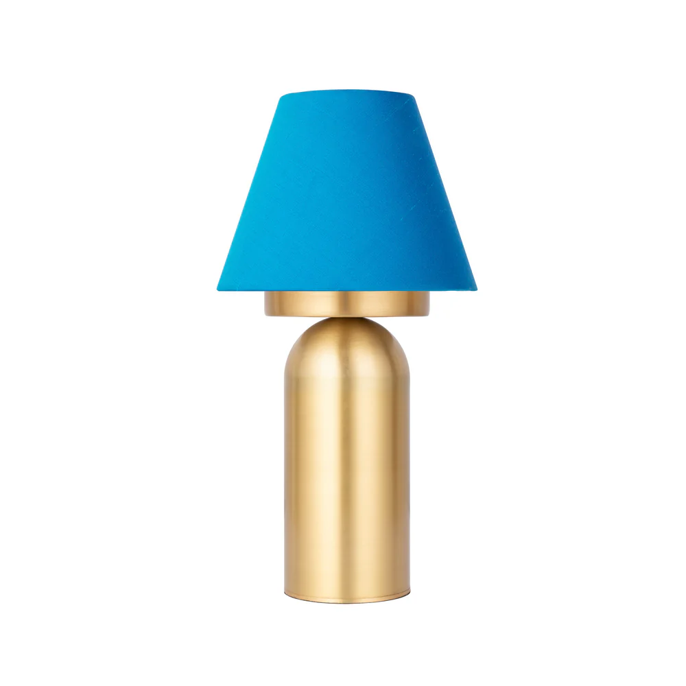 Northern Light - Bubble Rechargeable Table Lamp - Brushed Brass Finish - 6" Candle Kingfisher Shade