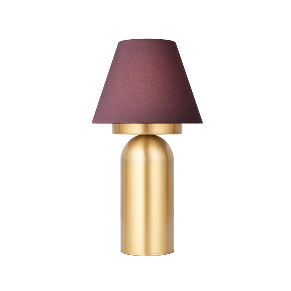 Northern Light - Bubble Rechargeable Table Lamp - Brushed Brass Finish - 6" Candle Prune Shade