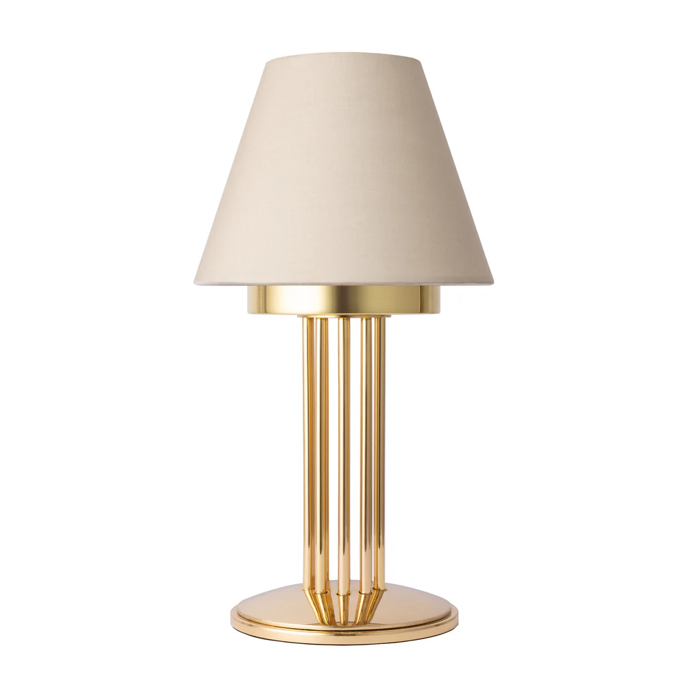 Northern Light - Inari Rechargeable Table Lamp - Polished Brass Finish - 7" Candle Feather Shade