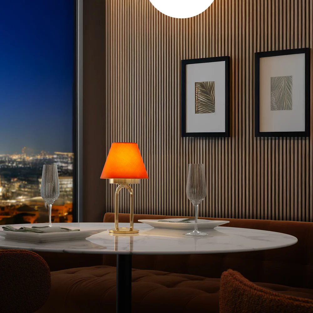 Northern Light - Karin Rechargeable Table Lamp - Polished Brass Finish - 7" Candle Flame Shade