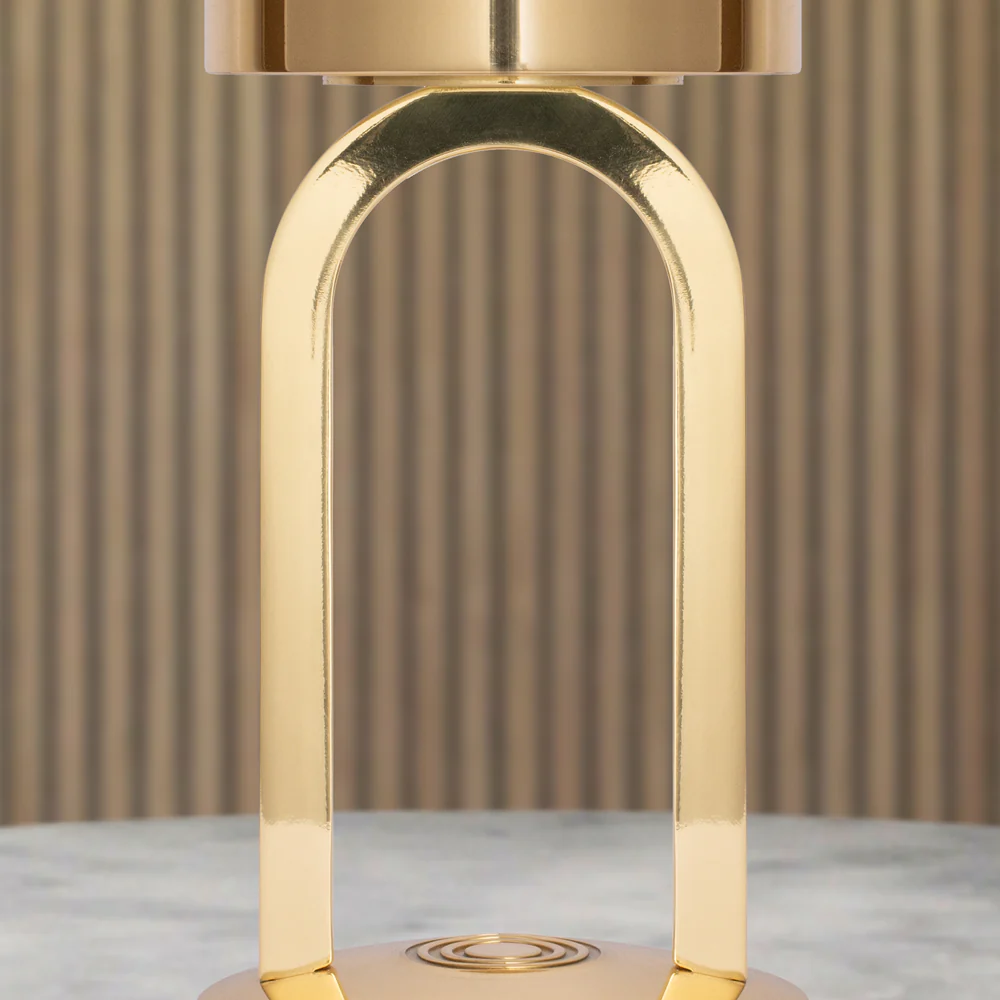 Northern Light - Karin Rechargeable Table Lamp - Polished Brass Finish - 6" Candle Tussah Mole Shade
