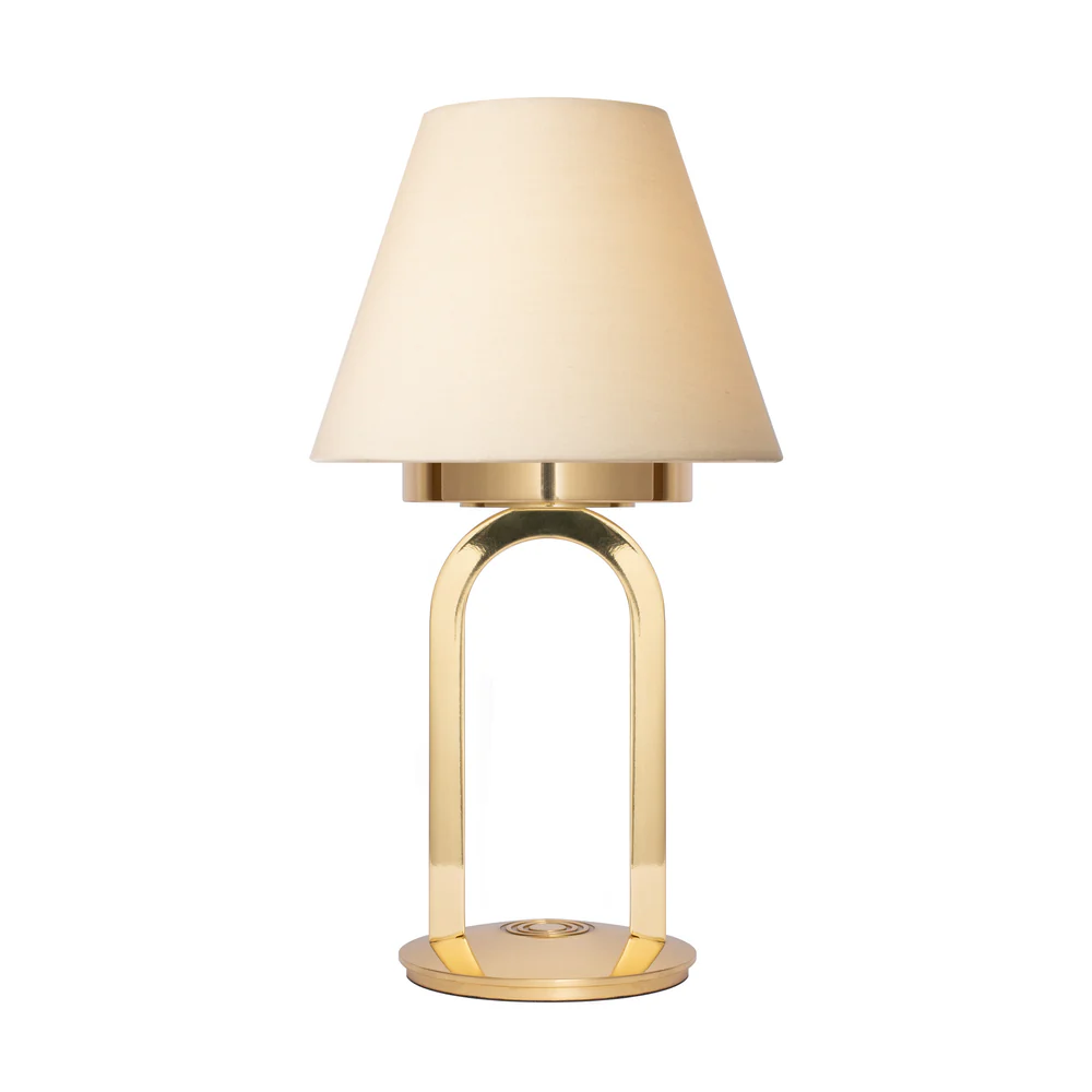 Northern Light - Karin Rechargeable Table Lamp - Polished Brass Finish - 6" Candle Feather Shade