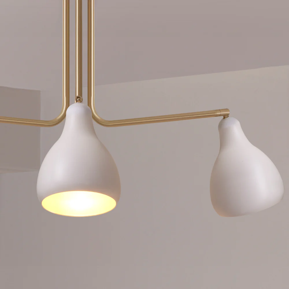 Northern Light - Dumas 3 arm Pendant Ceiling Lights - Brushed Brass White White Gold Finish