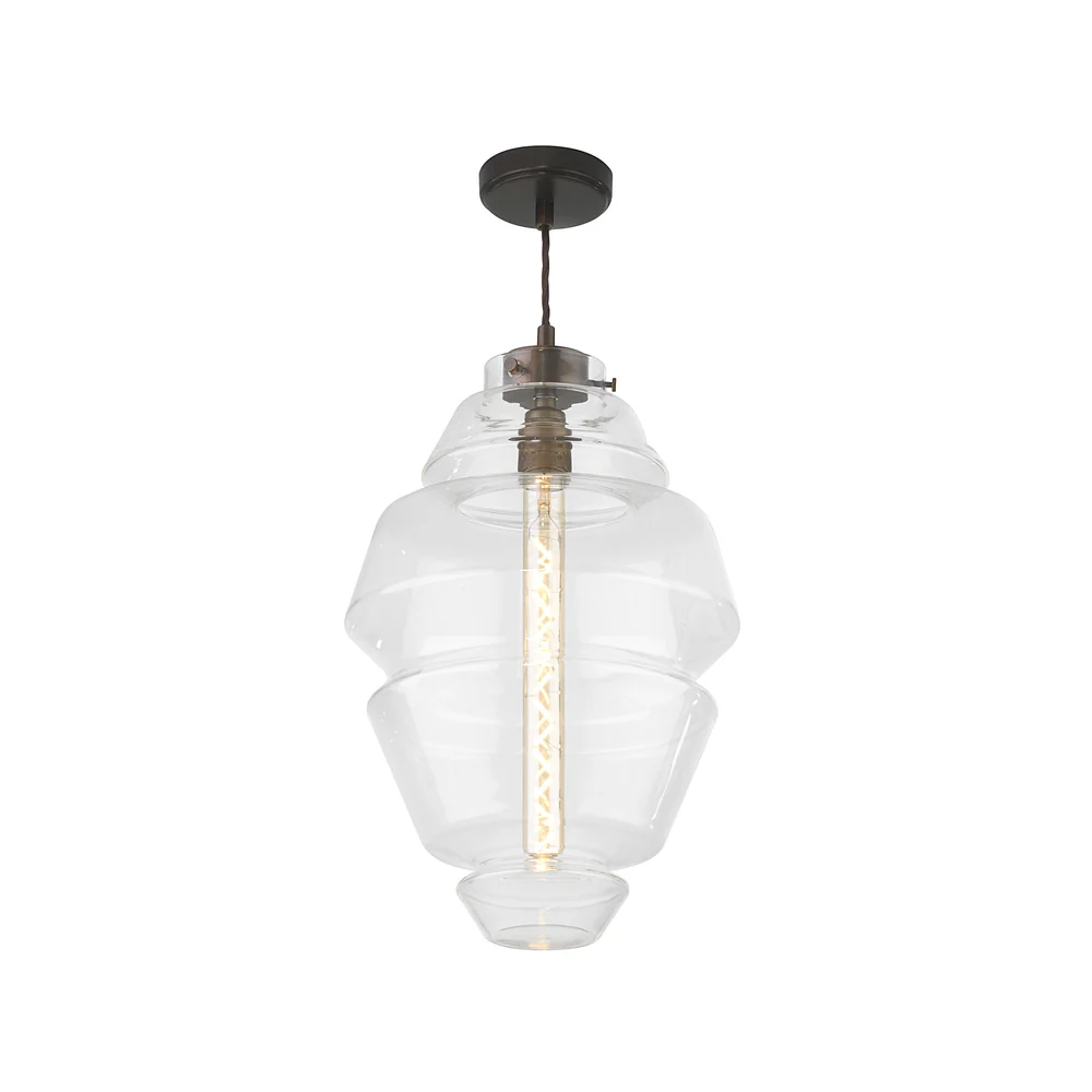 Northern Light - Otto Pendant Ceiling Lights - Clear Oiled Bronze Finish - Clear Glass Shade