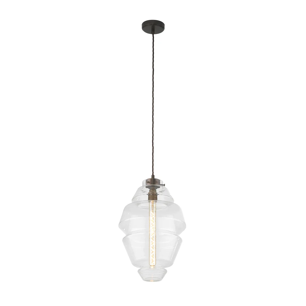 Northern Light - Otto Pendant Ceiling Lights - Clear Oiled Bronze Finish - Clear Glass Shade