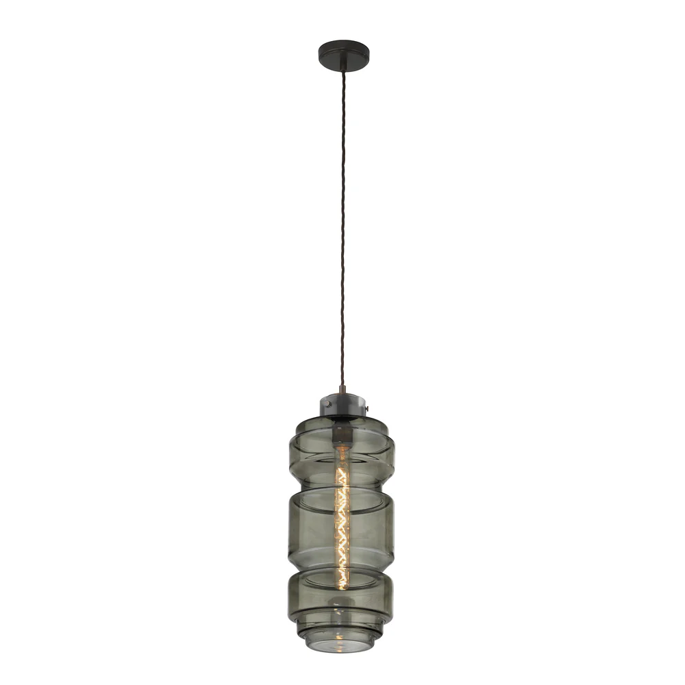 Northern Light - Xavier Pendant Ceiling Lights - Anthracite Oiled Bronze Finish - Anthracite Glass Shade