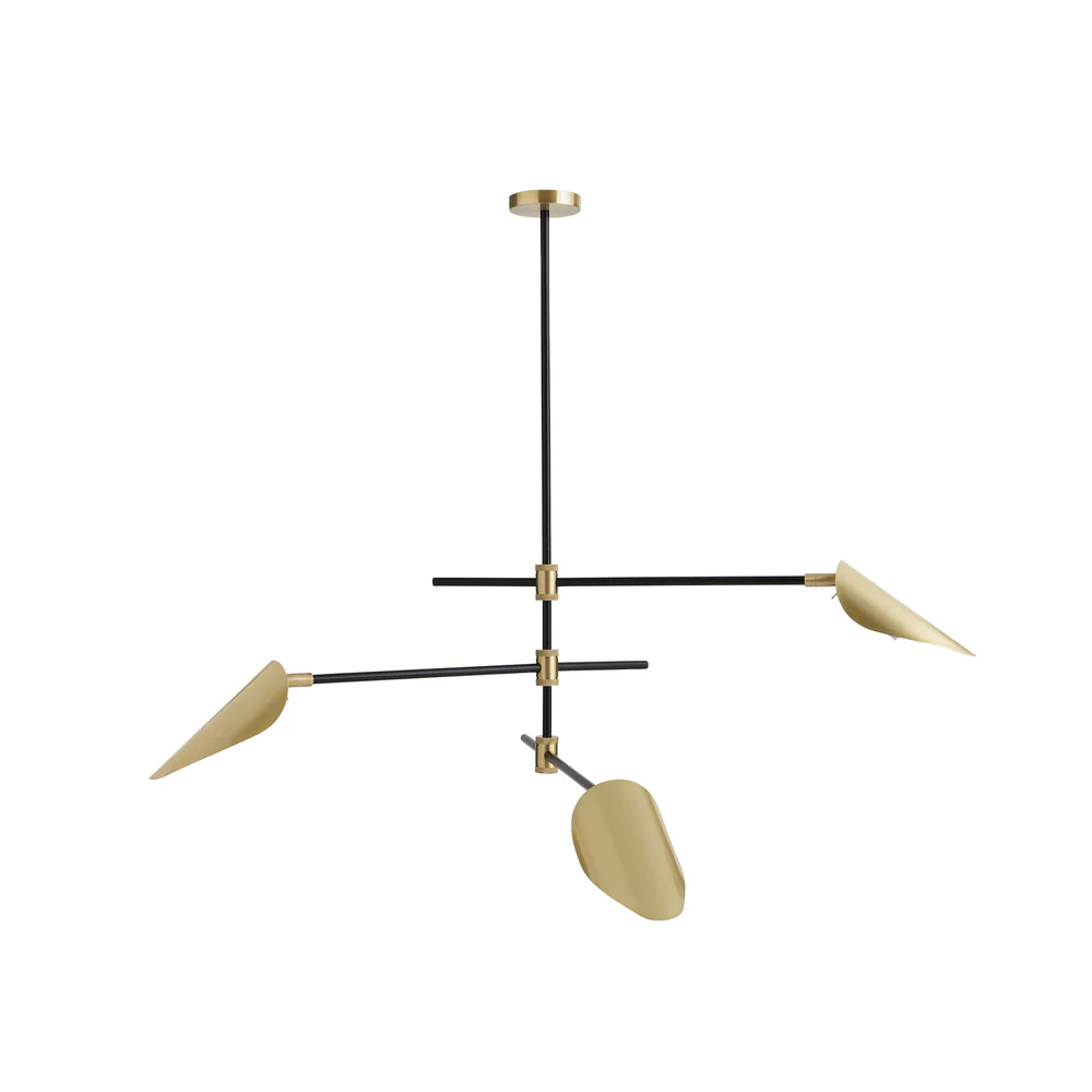 Northern Light - Axl 3 light Pendant Ceiling Lights - Brushed Brass Matt Black Finish